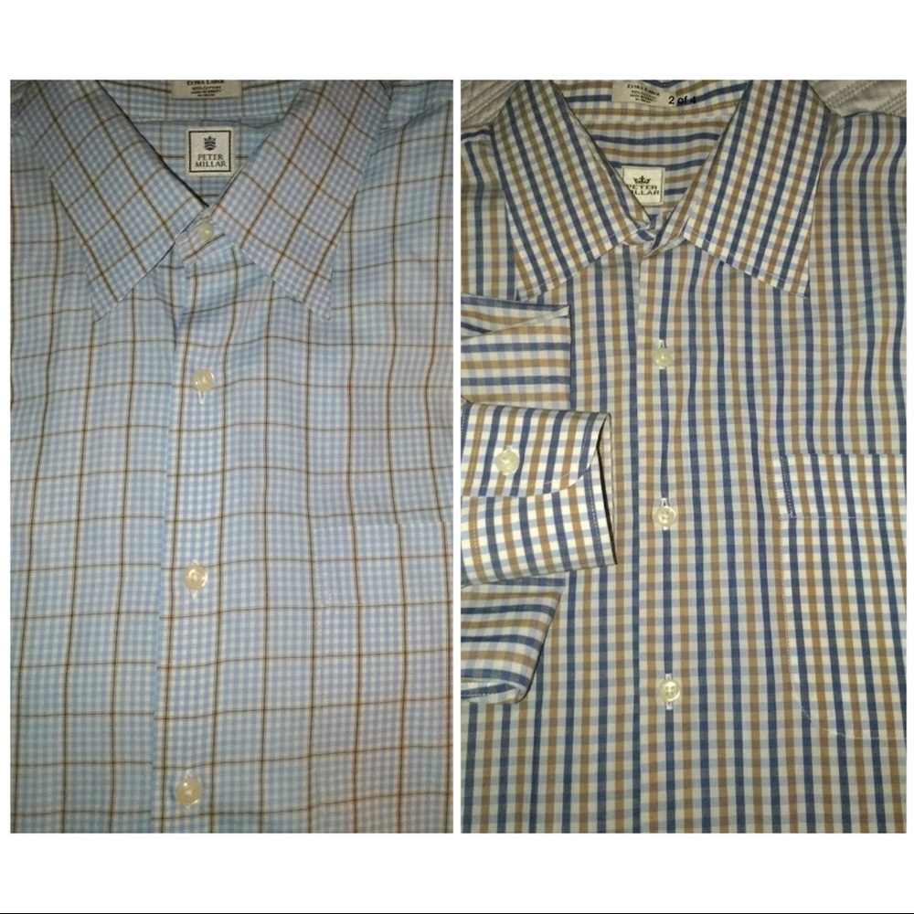 2 Peter Millar button front sport shirts. Size XL.